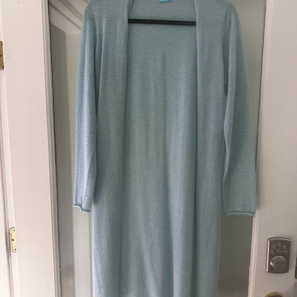 J. McLaughlin Blue Cashmere Long Open Sweater Women's Size Medium